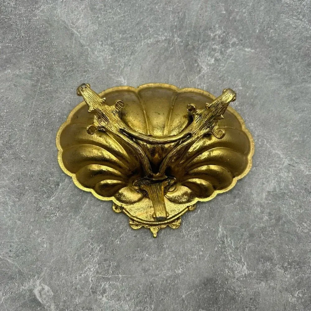 Vintage Matson Stylebuilt Gold Gilt Footed Shell Bathroom Vanity Soap Trinket Di